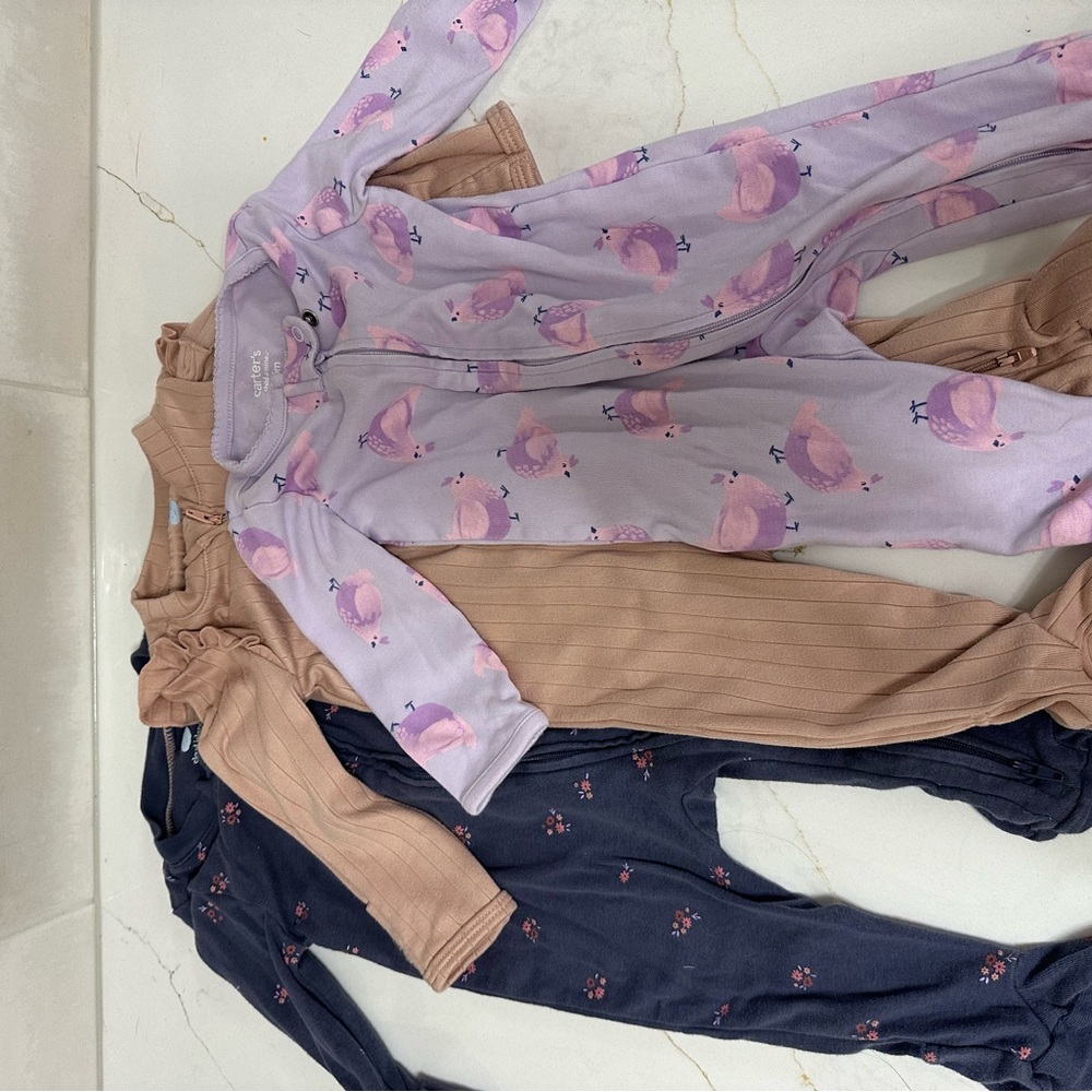 3-Pack Baby Girl Footed Sleepers